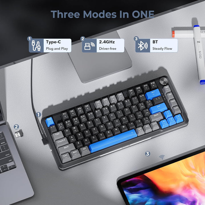 Redragon Teclado mecánico inalámbrico K681, teclado RGB para juegos...