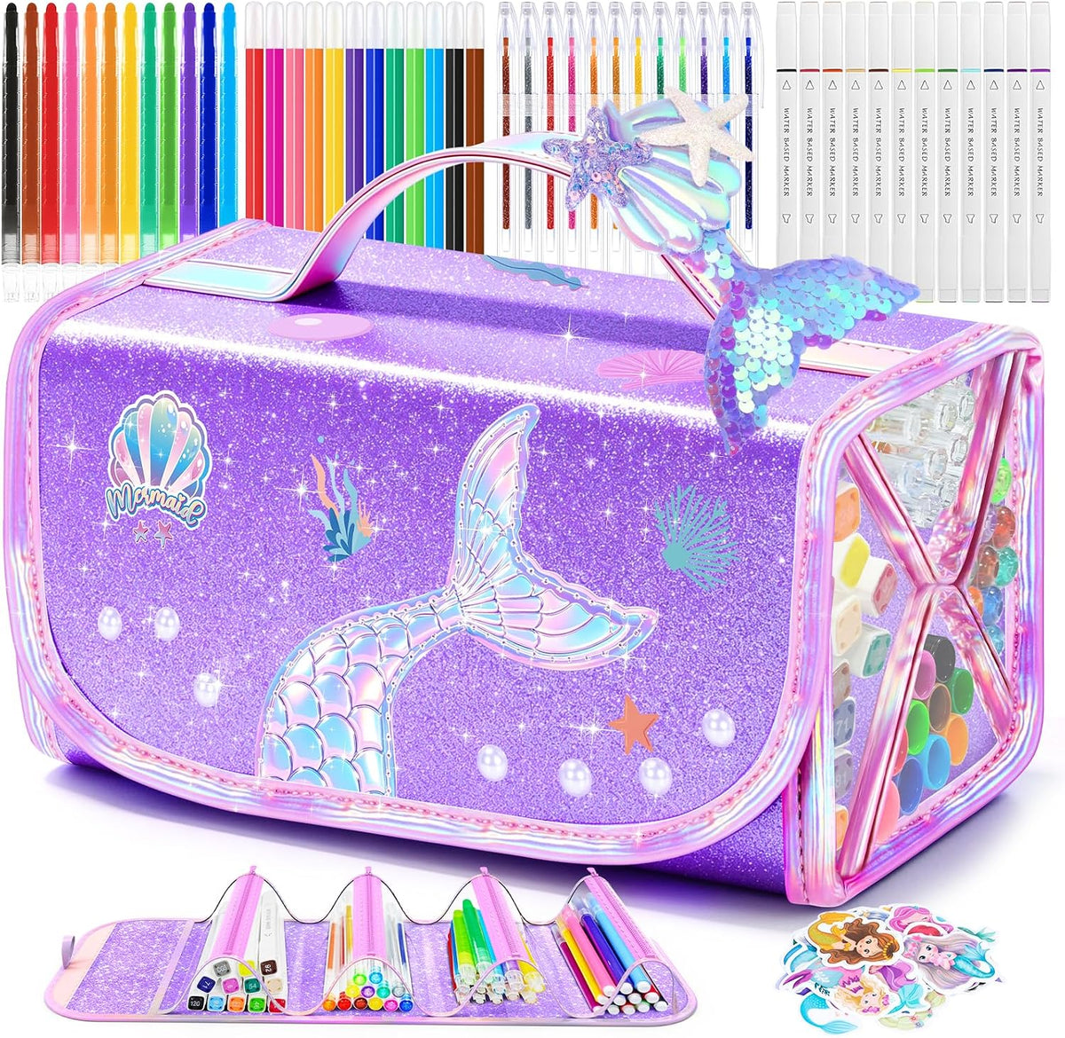 DreamyCandy 70 Pcs Washable Markers Set para Kids 4-8, Mermaid Art Set Gifts