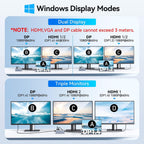 Estación de acoplamiento USB C Monitor dual para HP,Estación de