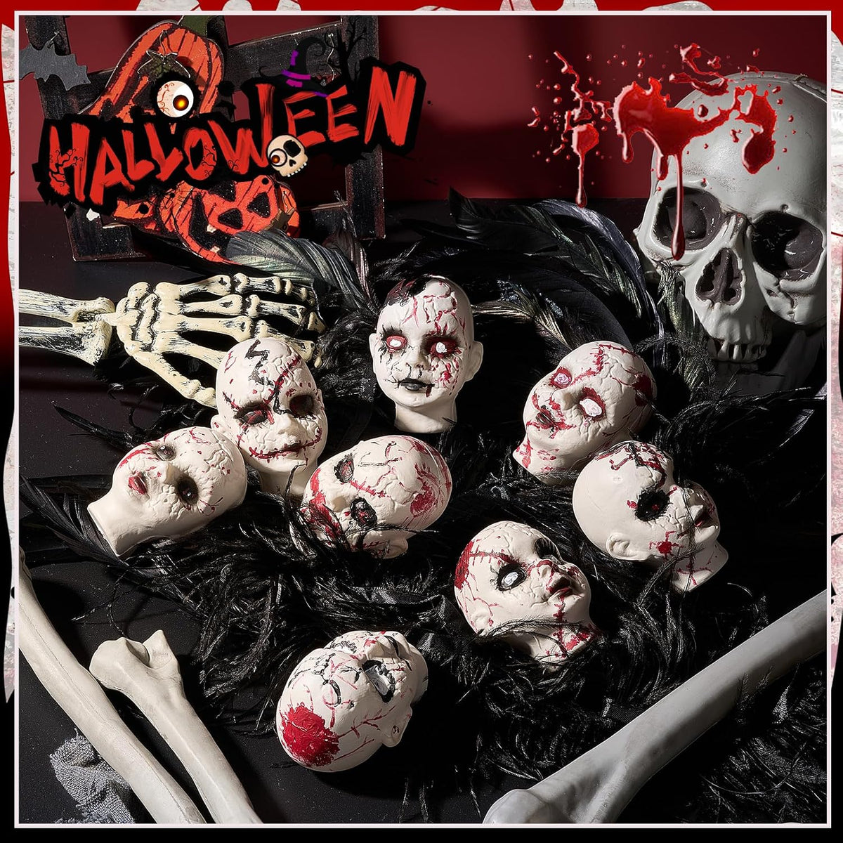 Hiboom 24 cabezas de muñeca de bebé de Halloween de plástico aterrador