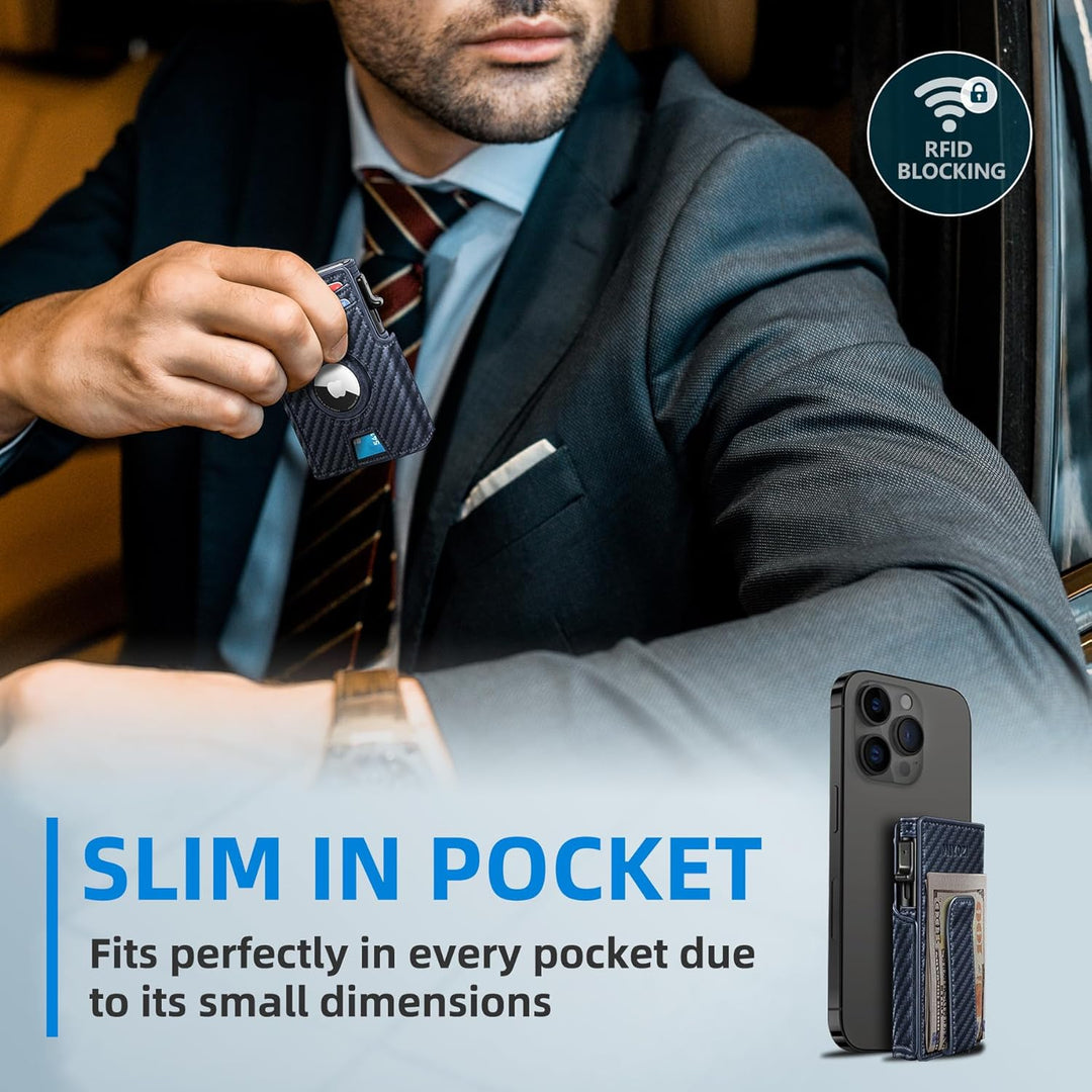 Miyozi - Billetera Airtag para hombre, con clip de dinero, estuche...
