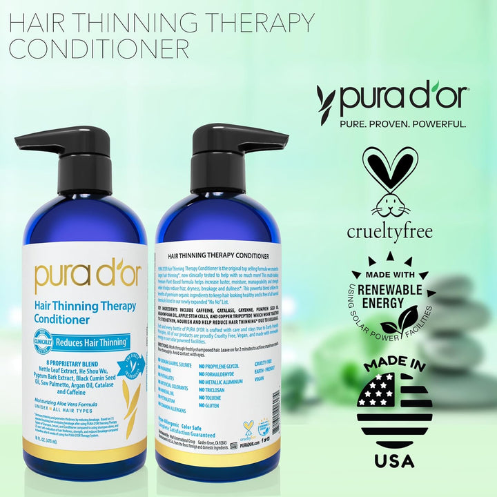 Pura d'or Acondicionador de terapia para prevenir la pérdida de...