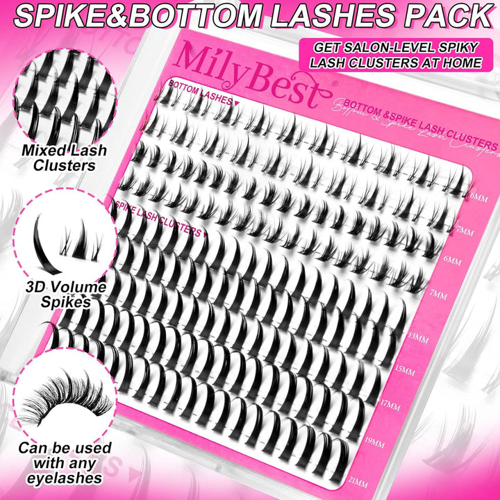 MilyBest - Extensiones de pestañas inferiores en racimo con puntas...
