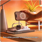 Zens Cargador inalámbrico 4 en 1, compatible con MagSafe y Qi2, carga inalámbrica ultrarrápida de 15 W para Apple iPhone 16/15/14/13/12, Apple Watch, AirPods, incluye adaptador de corriente (blanco)