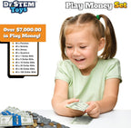 Dinero de juego para niños: el juego duradero en caja proporciona 400 piezas de billetes de dinero falsos realistas y monedas falsas para juegos de simulación, ayuda a los niños a aprender responsabilidad financiera y más