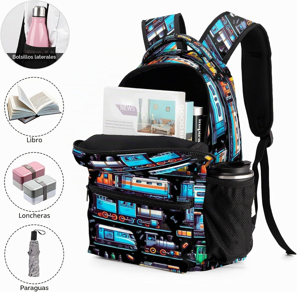 Mochila de tren con bolsa de almuerzo y estuche para lápices