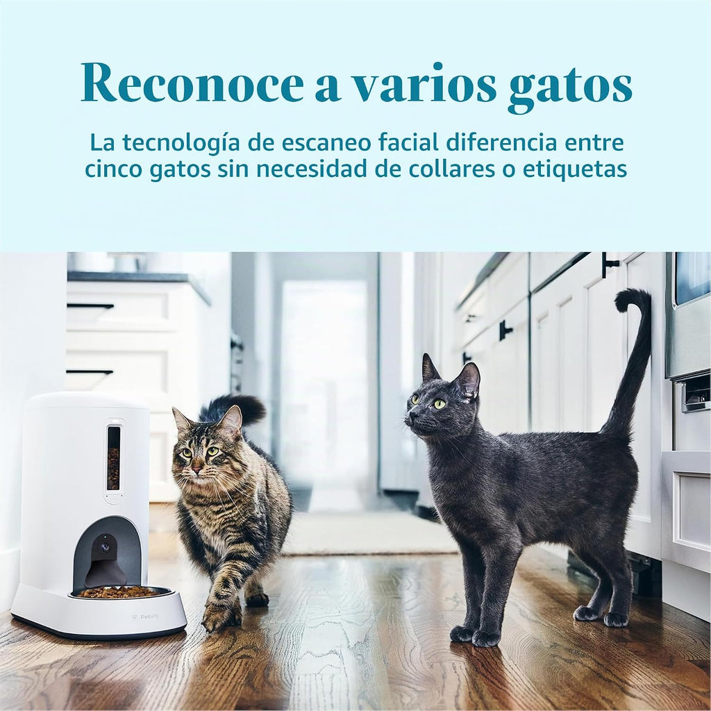 Alimentador inteligente para gatos controlado por aplicación, seguimiento de varios gatos, alimentador de reconocimiento facial AI para gatos