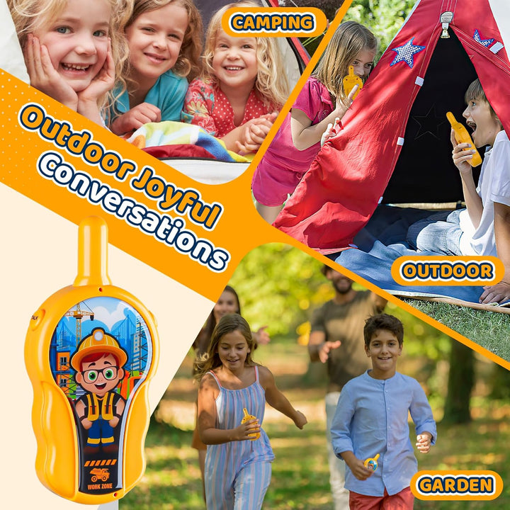 Walkie Talkies para niños, paquete de 2 unidades, tema de construcc...