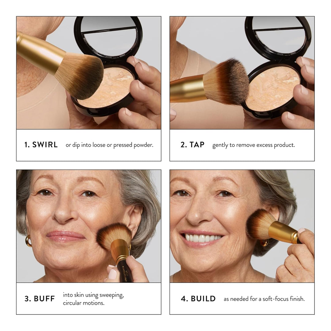 LAURA GELLER - Brocha para maquillaje en polvo, mango de madera en...