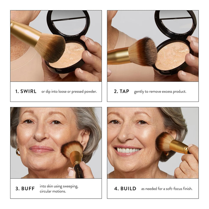 LAURA GELLER - Brocha para maquillaje en polvo, mango de madera en...