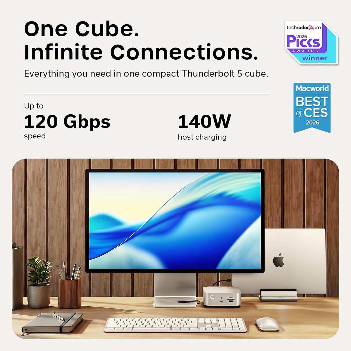Satechi Thunderbolt 5 CubeDock con carcasa SSD NVMe integrada, color