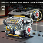 V8 Kit de modelo de motor que funciona, construye tu propio mini motor de automóvil visible, juego de construcción de experimentos de ciencia física para adultos y adolescentes, juguete STEM regalo para niños mayores de 14 años (703 piezas)