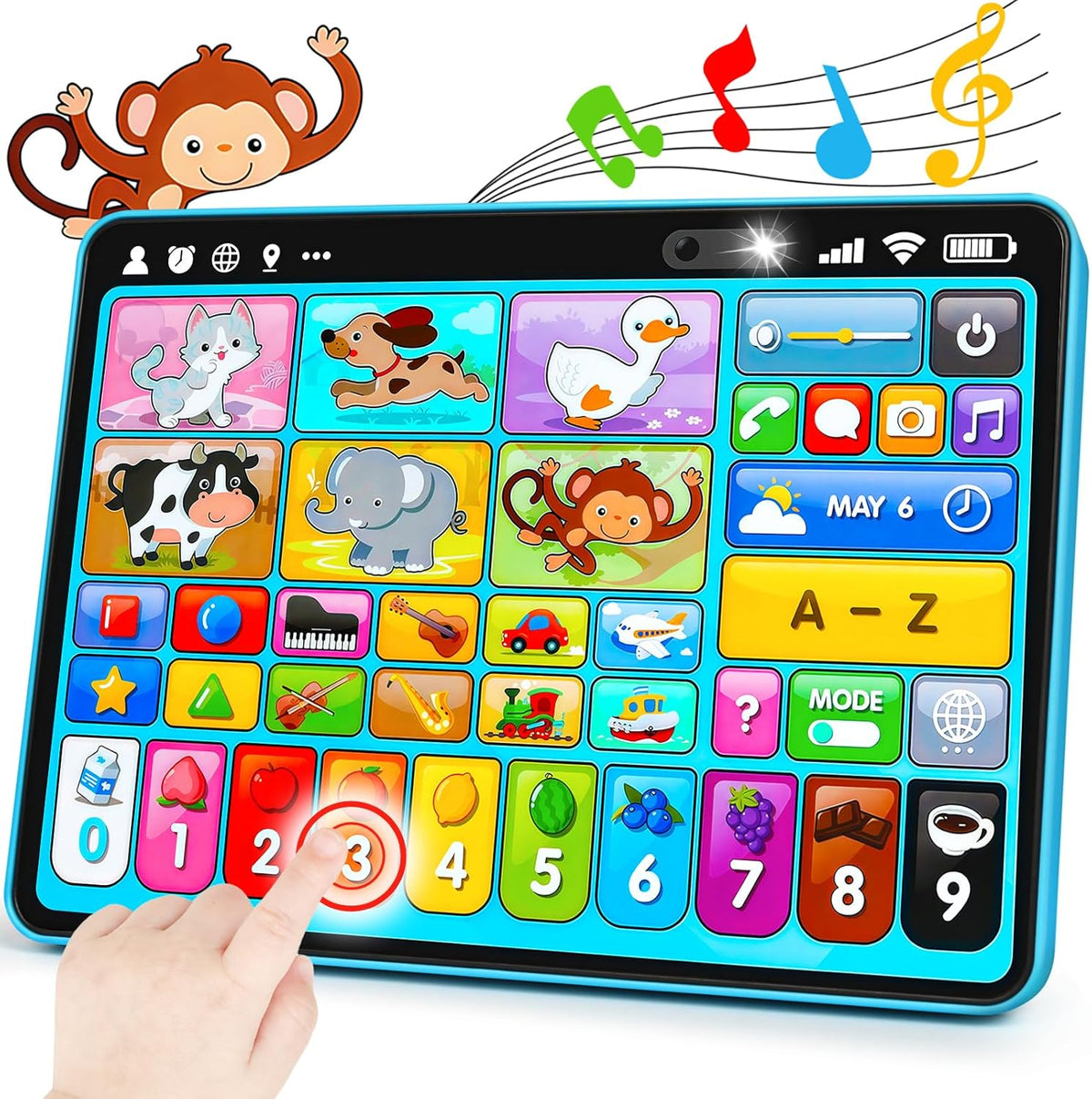 Tableta de juguete de aprendizaje trilinge con música y