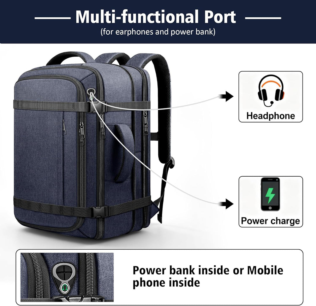 HULVION Mochila de viaje, mochila de mano expandible resistente al...