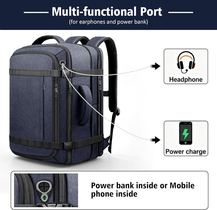 HULVION Mochila de viaje, mochila de mano expandible resistente al...
