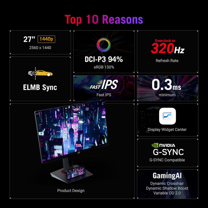 ASUS ROG Strix 27\u201D 1440P USB-C HDR Monitor de juegos con sopor...