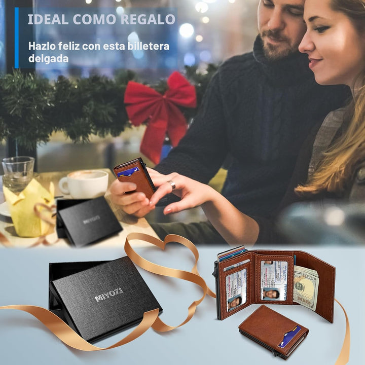 miyozi Cartera para Hombres, con Bolsillo para Efectivo, 2 Ventanas...