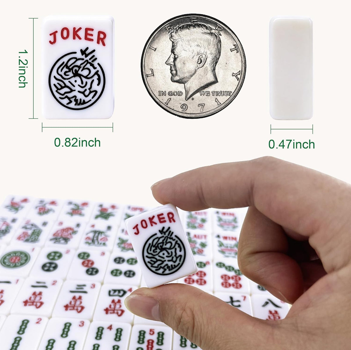 Juego completo de mahjong americano de 1.2 pulgadas de 166 azulejos – Juego completo de viaje con bonitos azulejos Mah Jongg para principiantes, adultos, personas mayores, mini mahjong
