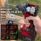 2655 in-lbs 21V Brushless 1/4" Taladro Atornillador de Impacto Inalámbrico con Cable Rojo