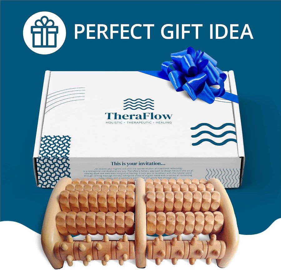 TheraFlow Masajeador de pies de madera para neuropatía, dolor de ta...