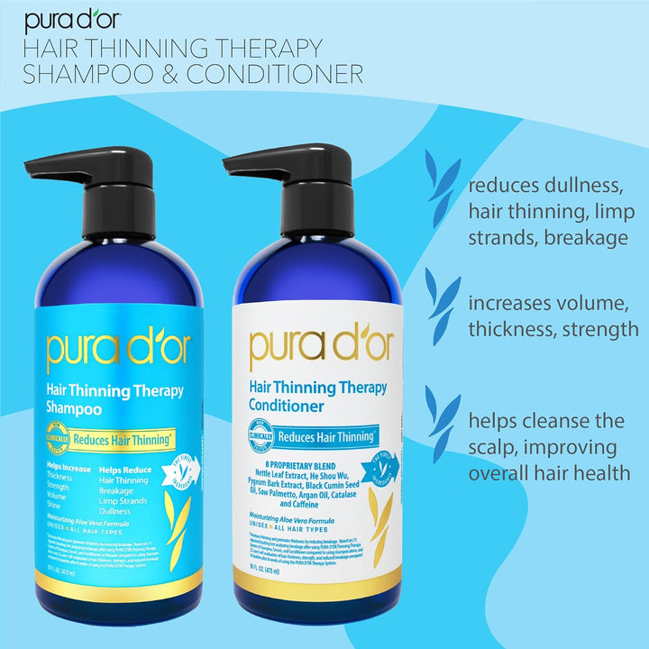PURA D'OR Juego de champú y acondicionador de biotina para tera...