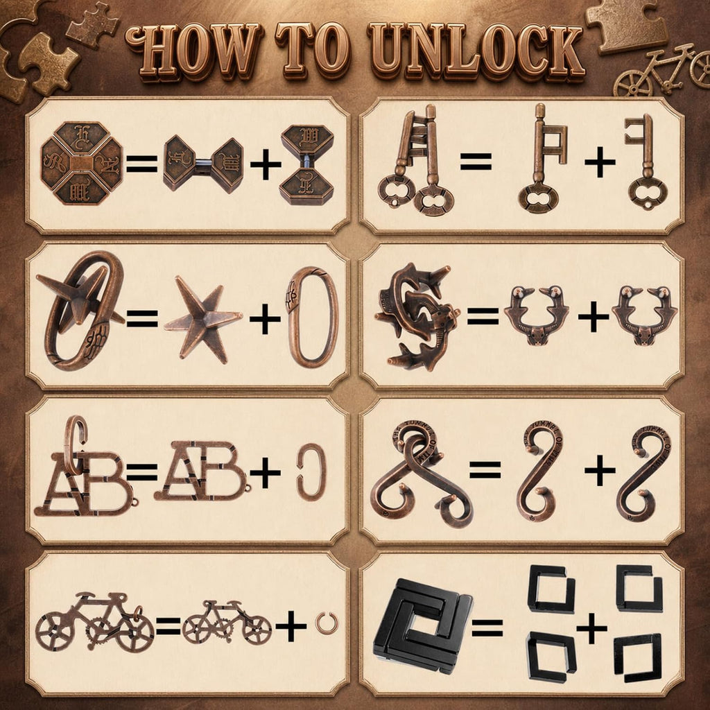 Juego de 48 rompecabezas de metal para adultos, a la moda