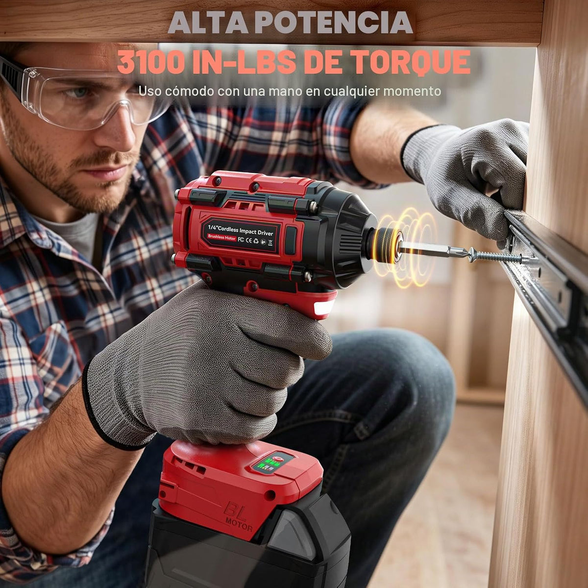 Kit combinado de taladro inalámbrico y destornillador de impacto compatible con Milwaukee 18V