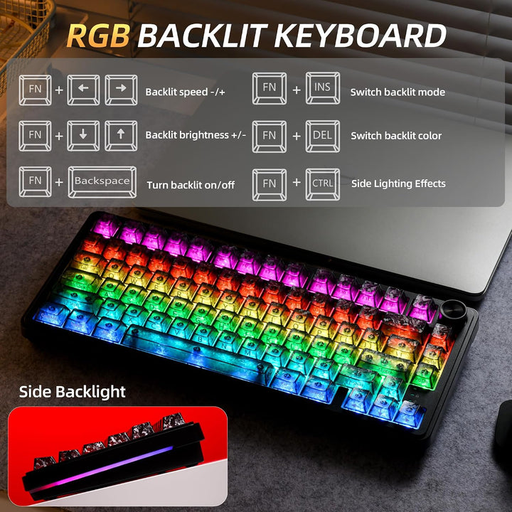 HITIME x XVX M75 75% Teclado mecánico inalámbrico para juegos, BT5....
