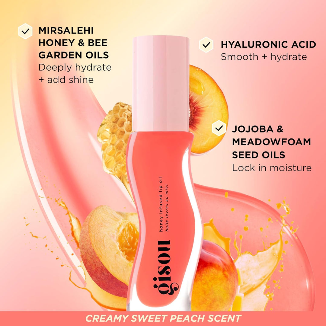 Gisou Aceite labial con infusión de miel, aceite labial hidratante...
