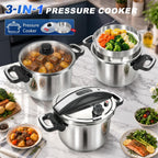 【3 en 1】Olla a presión de acero inoxidable 18/8 de 6 cuartos de galón