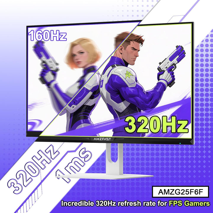 Amzfast Monitor de juegos blanco de 25 pulgadas 320Hz\/300Hz\/240Hz...