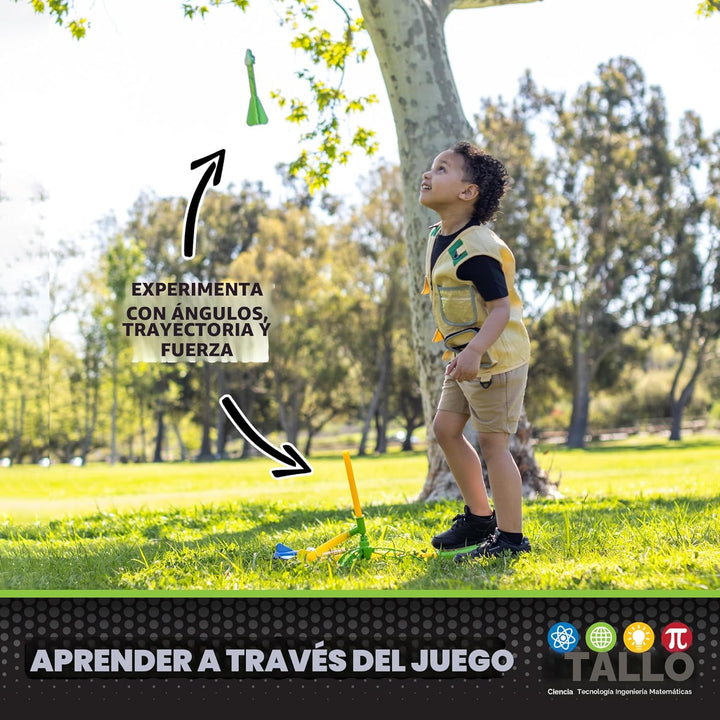 Stomp Rocket Dino-Soar - Lanzador de cohetes para niños, 3 cohetes...