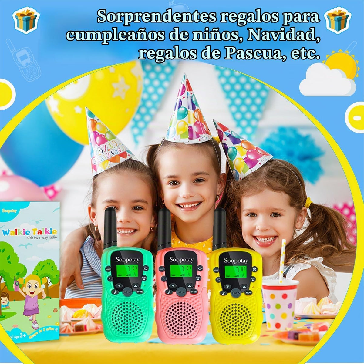 Rechargeable Walkie Talkies para Kids, Back a School Gifts para Girls Boys