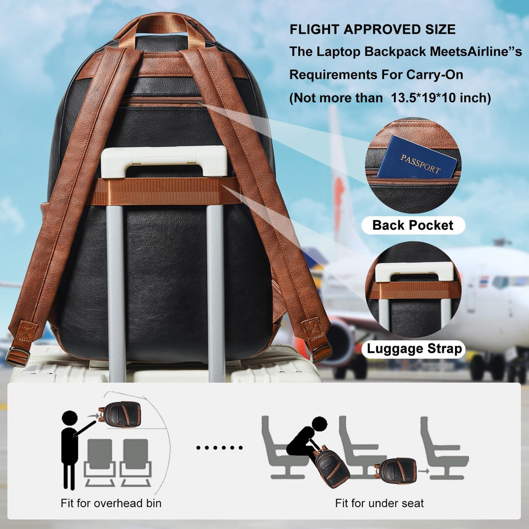LATMAP Mochila de 43L para mujer: mochila de cuero vegano que se aj...