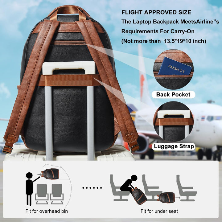LATMAP Mochila de 43L para mujer: mochila de cuero vegano que se aj...