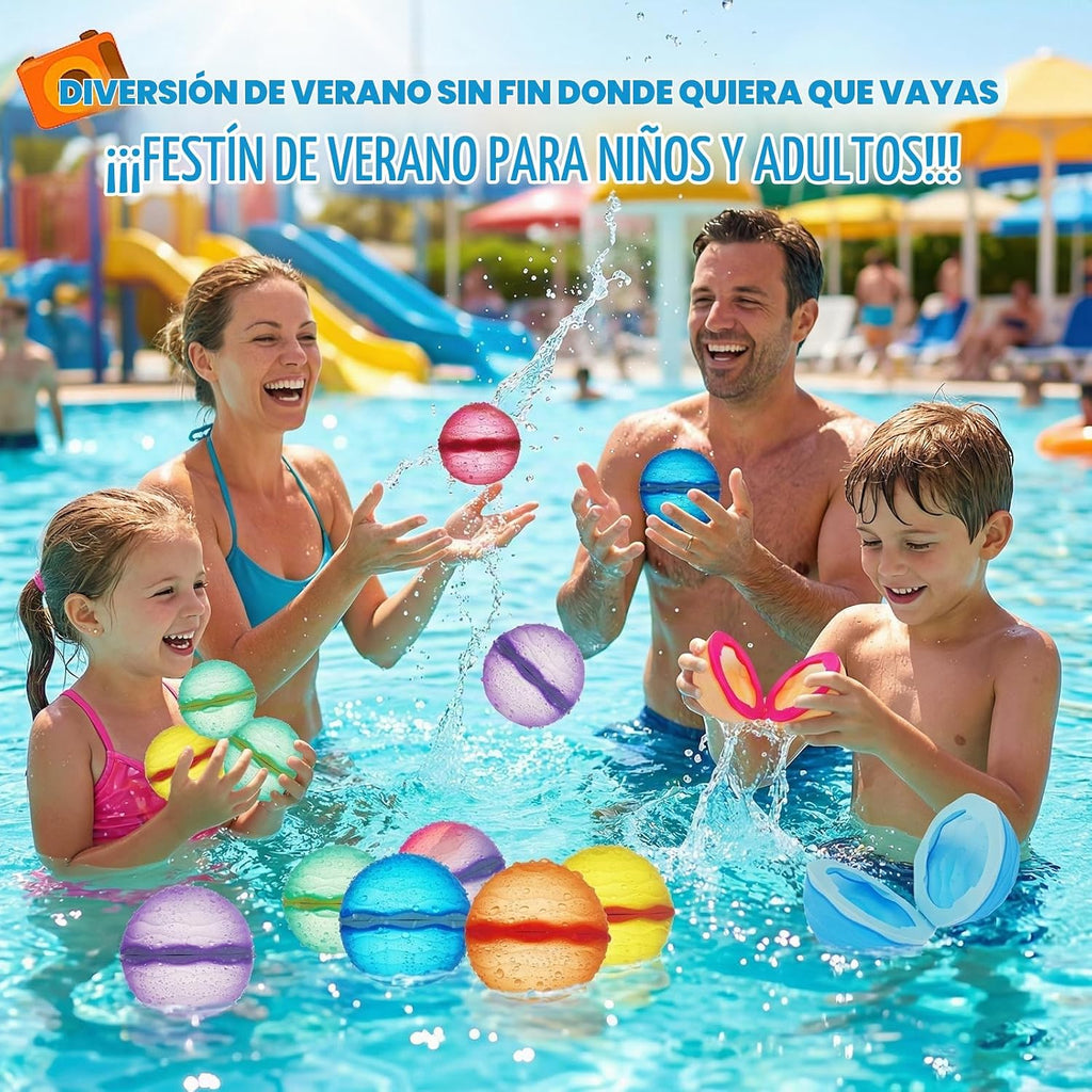 Globos de agua reutilizables, bolas de agua magnéticas recargables autosellables, juguetes de agua para piscina y playa, juguetes de verano al aire libre para niños a partir de 3 años (16 unidades)