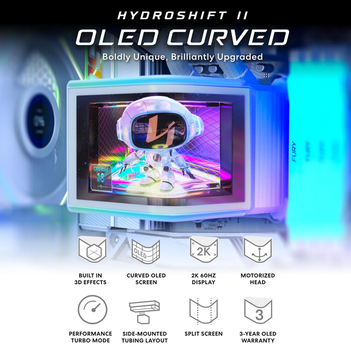 Lian Li HydroShift II OLED Enfriador de CPU líquido 360 curvo-Blanc...