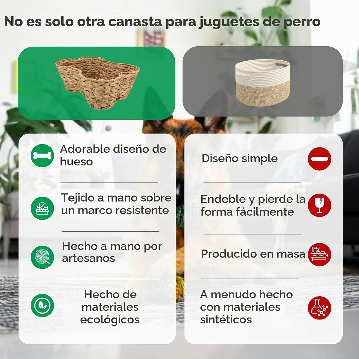 Cesta de juguetes para perros, cubo de juguete con forma de hueso