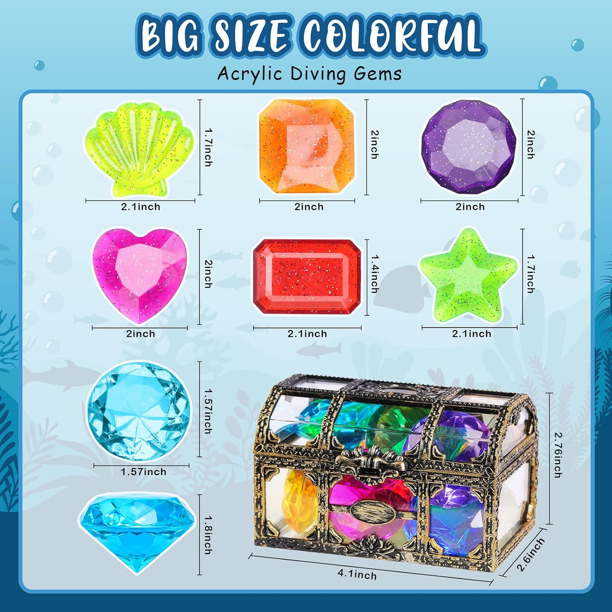 Juguetes de arena de playa para niños, juguetes de piscina con gemas de buceo