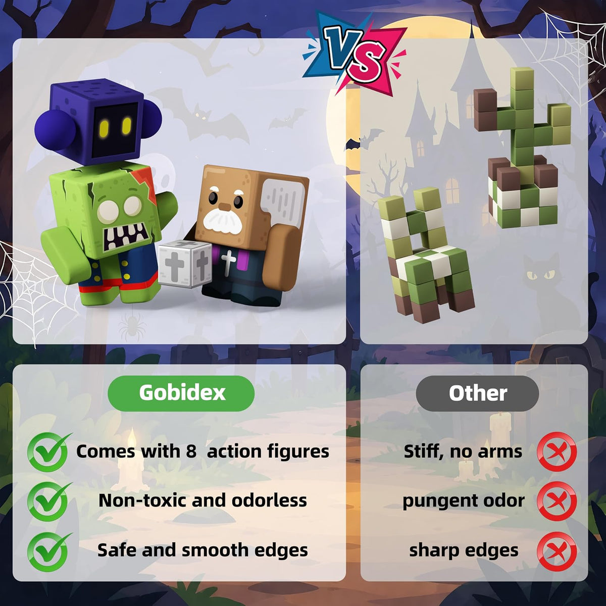 GobiDex - Juego de 108 bloques magnéticos con 8 figuras de acción magnéticas