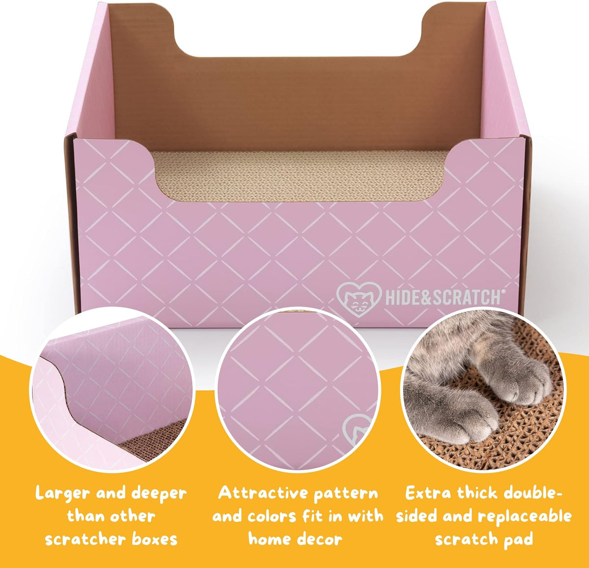 Hide & Scratch Caja rascador para gatos y palitos de vid plateada prémium con polvo de fruta de agalla