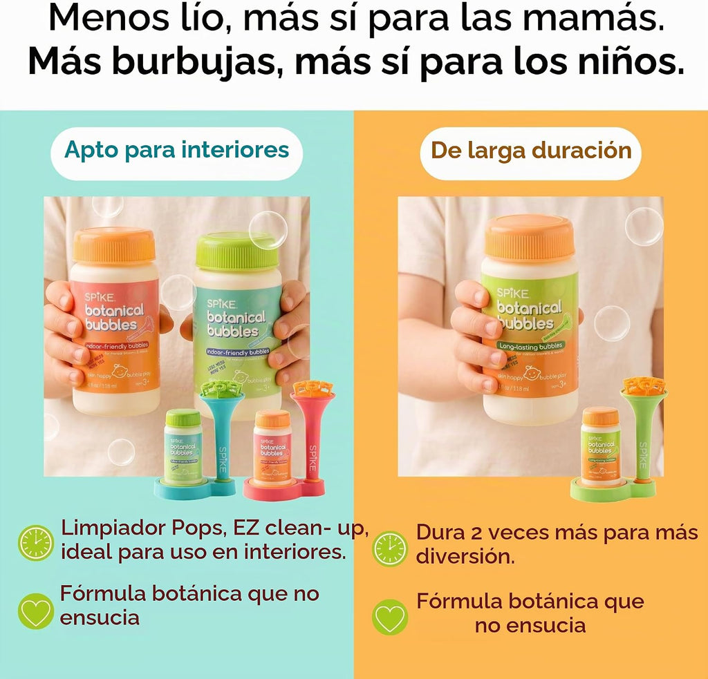Innobaby Spike - Soplador de burbujas botánicas sin desorden y bandeja, color aguamarina