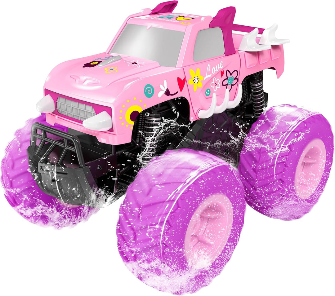 Threeking 1:16 Camión monstruo RC rosa impermeable Juguetes de cont...