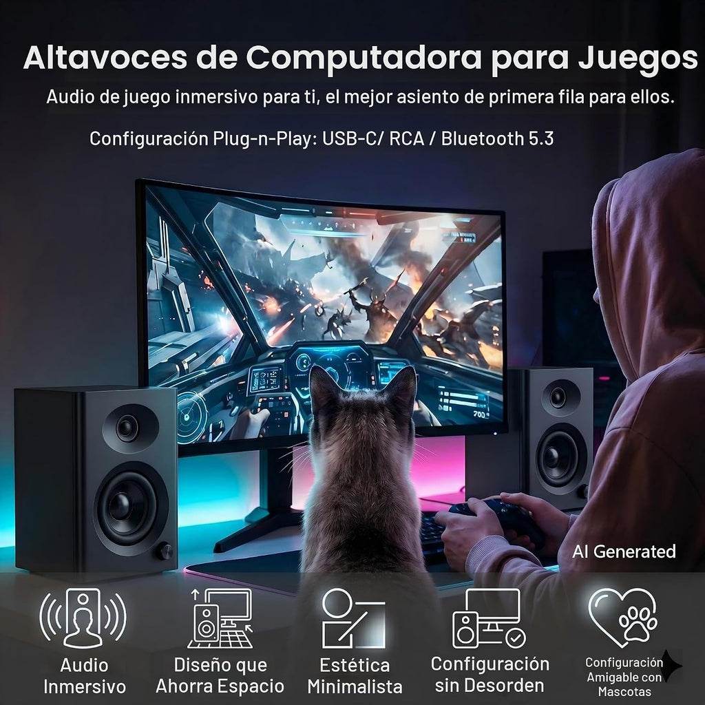 NSY - Altavoces de computadora con alimentación de audio para PC de