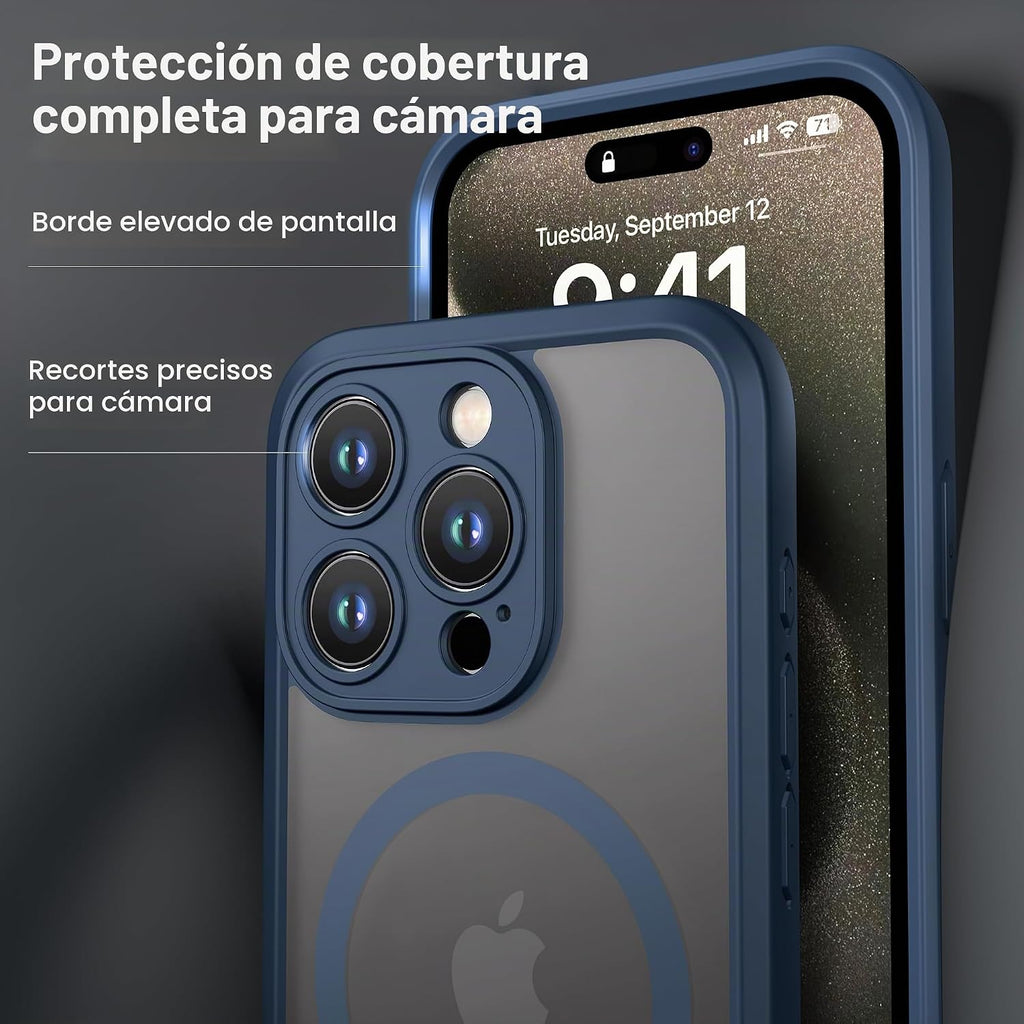 ImpactStrong Protector Magnético Diseñado para Funda iPhone 15 Pro Max [Protección de Cámara] [Probado contra Caídas de Grado Militar] [Compatible con MagSafe] Funda de Teléfono Delgada Translúcida