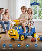 Chuggington - Tren de 2 plazas sin rieles, con licencia de 12 V, para niños de 3 años en adelante, con espacio de almacenamiento, silbato, LED, música, 2 velocidades máximas, 150 libras, color
