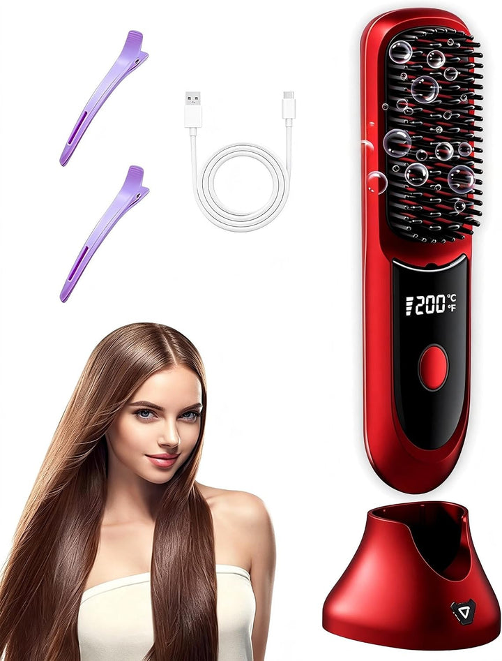Go Brush Pro - Plancha de pelo inalámbrica con iones negativos, cal...