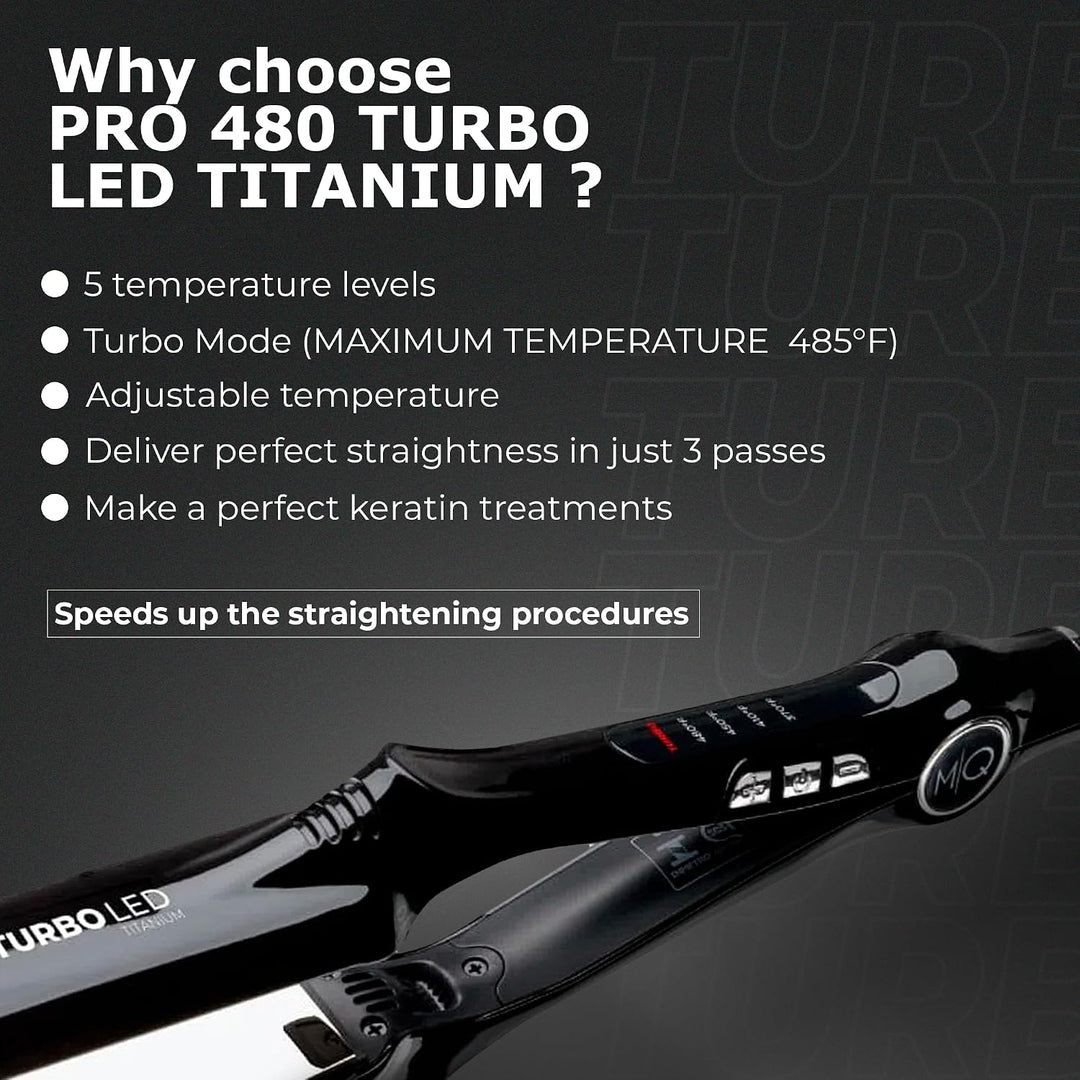 MQ Hair - Plancha plana de titanio profesional 480°F Turbo Bivolt N...