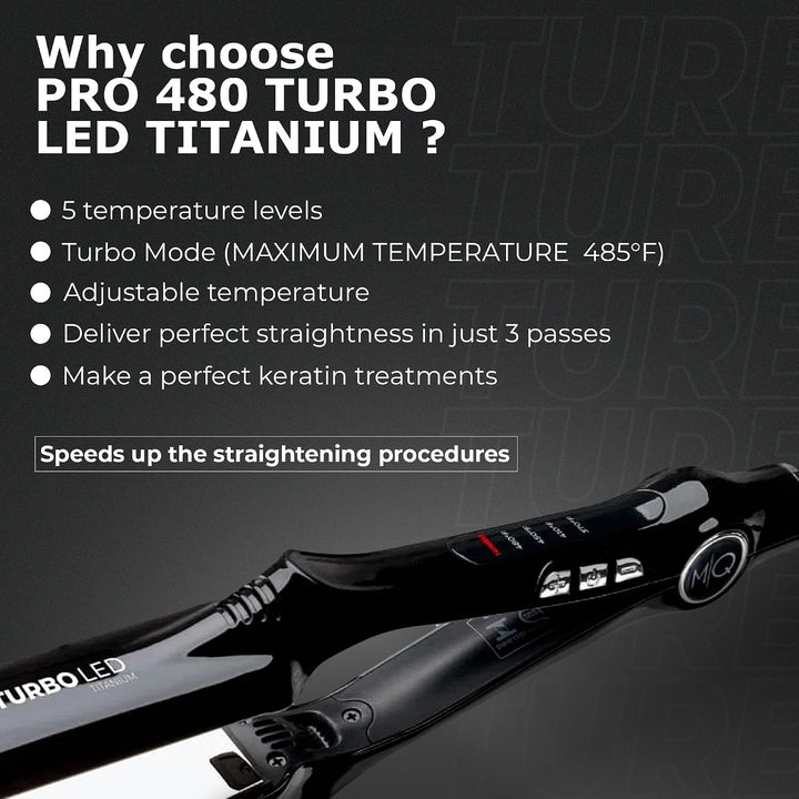 MQ Hair - Plancha plana de titanio profesional 480°F Turbo Bivolt N...