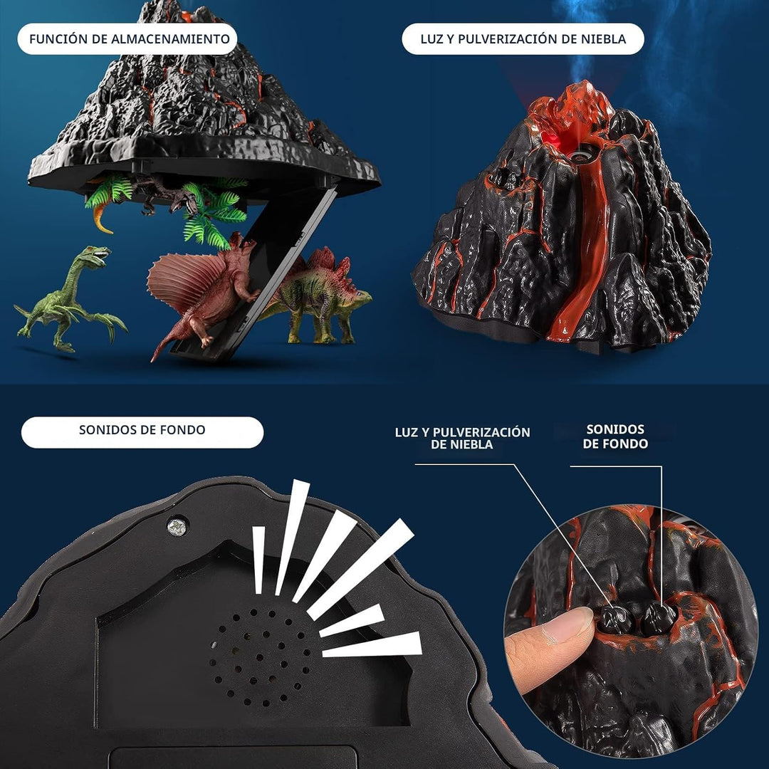 TOYSXYIN Juego de volcán grande con 9 figuras de acción de dinosaur...